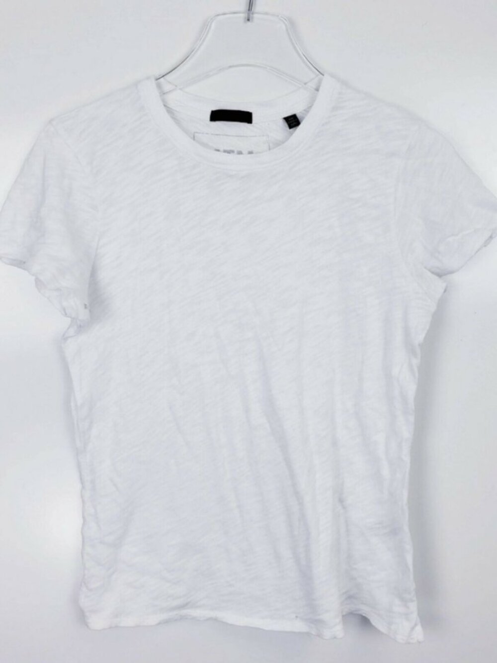 ATM Women's Slub T-Shirt Top Crew Neck Cap Sleeves
